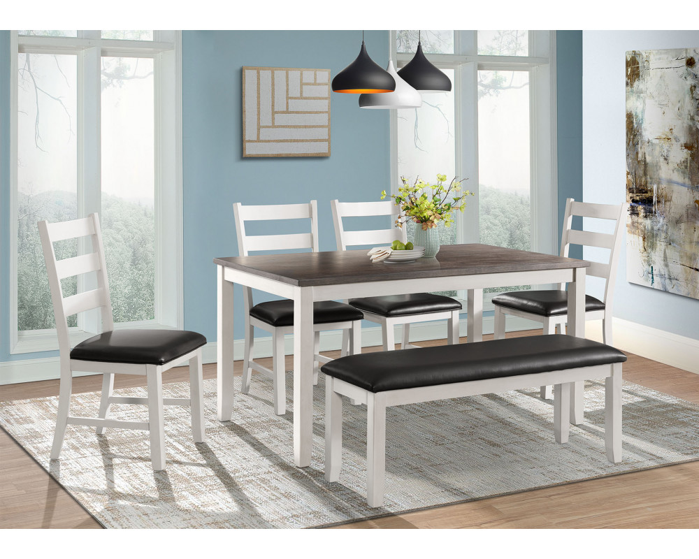 Martin Brown Dining Table, 4 Chairs, & Bench